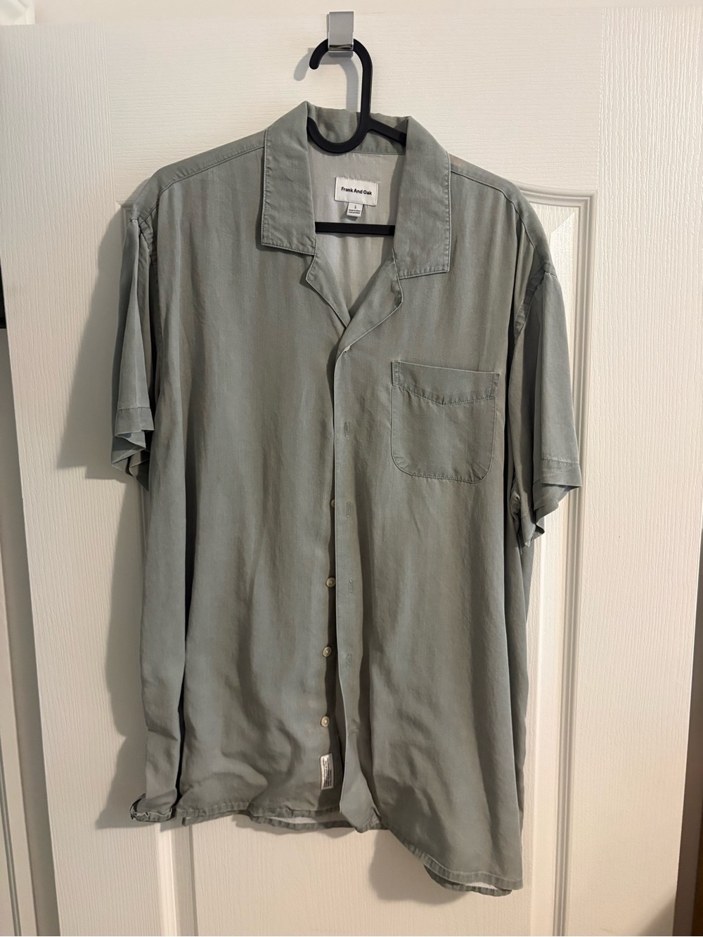 Frank & Oak Short Sleeve Button-Down Shirt in Sage Green